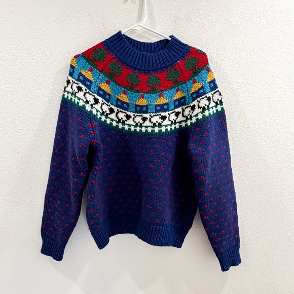 Sweaters - Vintage‎ 90s Y2K 80s Fair Isle Retro Hippie Ski Sheep Boho Knit Sweater M